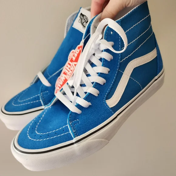 Vans Sk8-Hi Sneakers NWT Vibrant Blue Suede Canvas Skater Grunge 90s Vibes - Picture 1 of 5